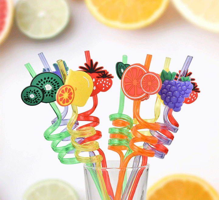 Boutique Straws Spiral Shaped Straws Pack of 4 Spiral Shaped Straws for kids/boutique Straws - Fruit Spiral Straw - Image 3