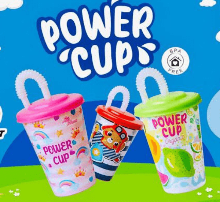 Power Cup Kids Power Glass With Straw Perfect Drinkware for Kids - Multicolor