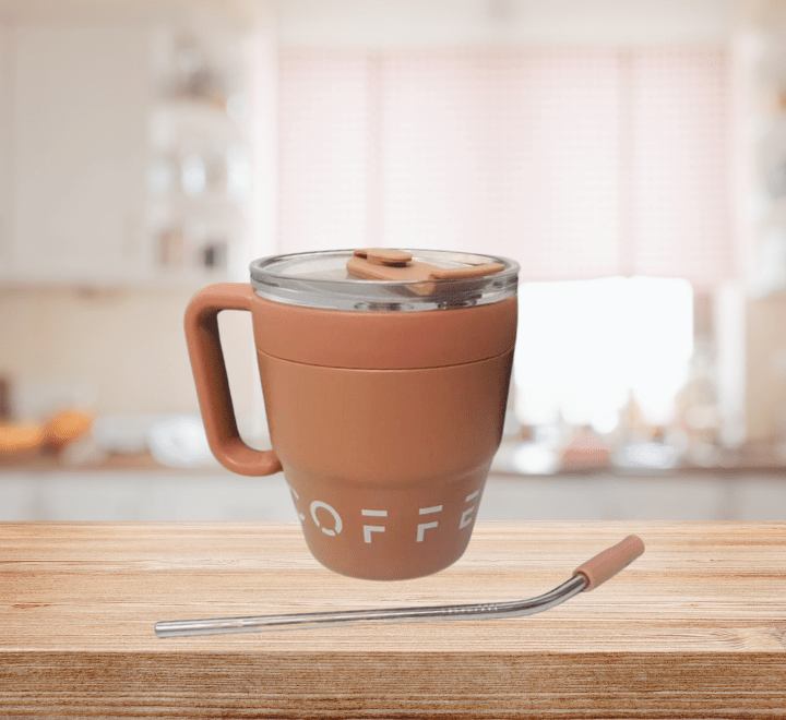 16oz/480ml Portable Coffee Cup With Handle And Straw, Stainless Steel Vacuum Insulated Mug, Double-Layer Coffee Mug For Outdoor Camping, Home And Office Use - Image 17