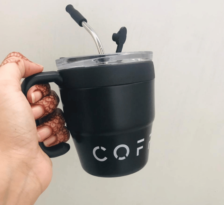 16oz/480ml Portable Coffee Cup With Handle And Straw, Stainless Steel Vacuum Insulated Mug, Double-Layer Coffee Mug For Outdoor Camping, Home And Office Use - Image 11