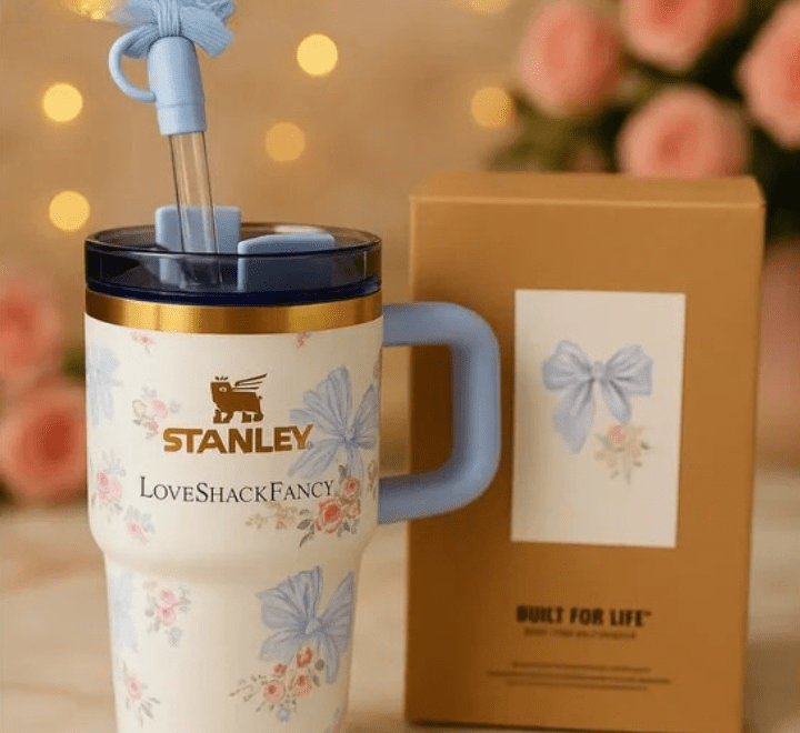 The Stanley X LoveShackFancy Holiday Quencher - 20Oz - Rosa Beaux Blue - Image 3