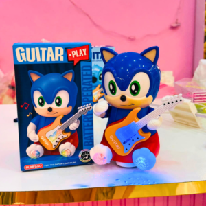Sonic-Inspired Electric Guitar Toy – Battery Operated Bump and Go Musical Toy with 3D Flashing Lights for Toddlers
