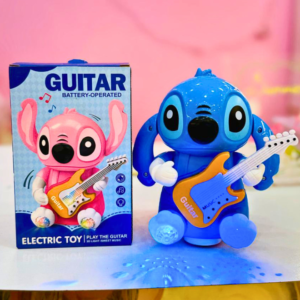 Battery-Operated Cartoon Alien Electric Guitar Toy – Musical Stitch-Inspired Dancing Toy with 3D Flash Lights & Sweet Music for Kids