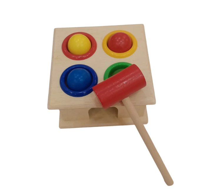 Wooden Hammer Case Vertical Box Toy for Kids – Color & Shape Learning Game - Image 2