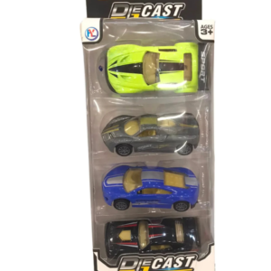 4-Piece Die-Cast Metal Toy Sports Car Set – Multi-Color Friction Racers