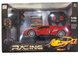 1:16 Scale Remote Control Racing Car Toy Set with Traffic Light & Rechargeable Battery
