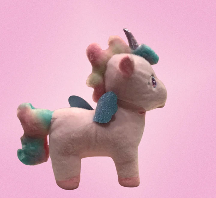 Soft Pastel Unicorn Plush Toy with Glittery Horn and Hooves